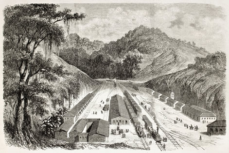 Ferrovia Pedro II Ferrovias, um dos grandes projetos do Barão de Mauá. Na foto, Ferrovia Pedro II