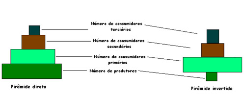 Exemplo de pir&acirc;mide de n&uacute;meros direta e invertida